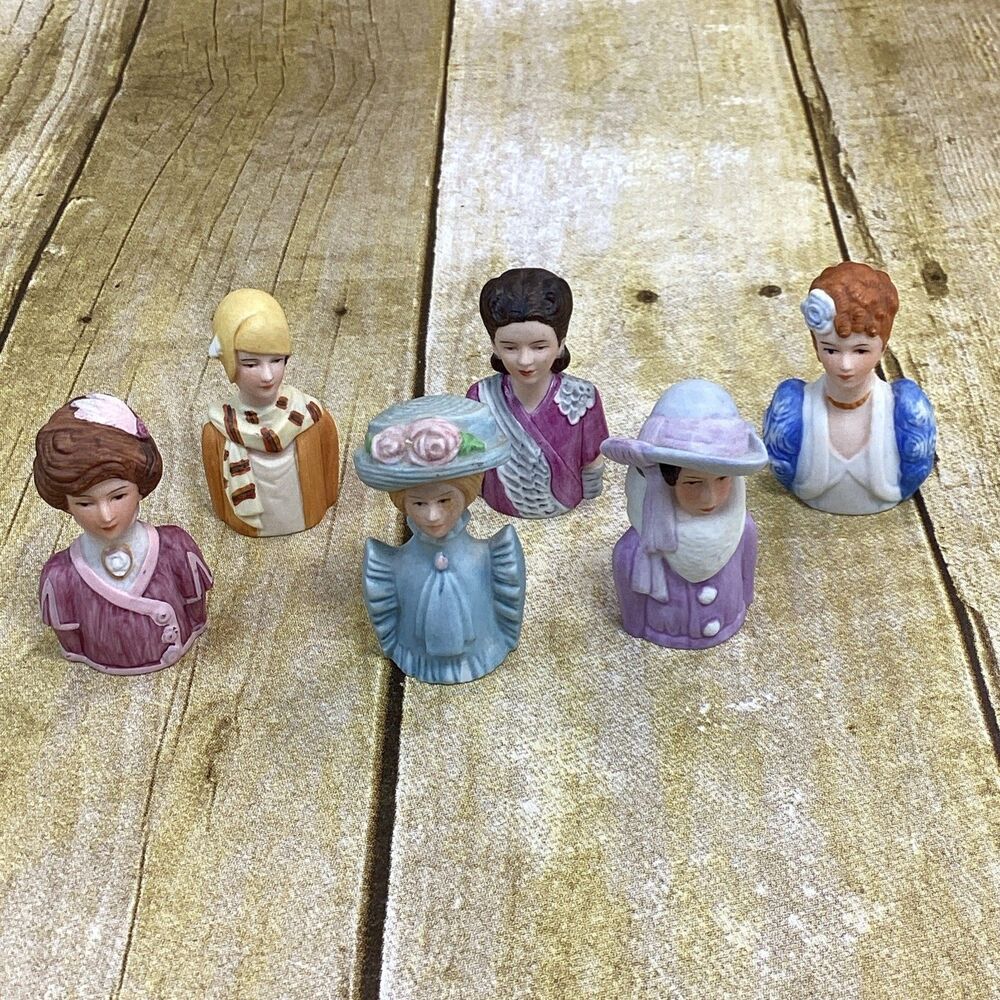 Vtg Avon Ladies Of American Fashion Porcelain Thimble Set Of 6 82-84